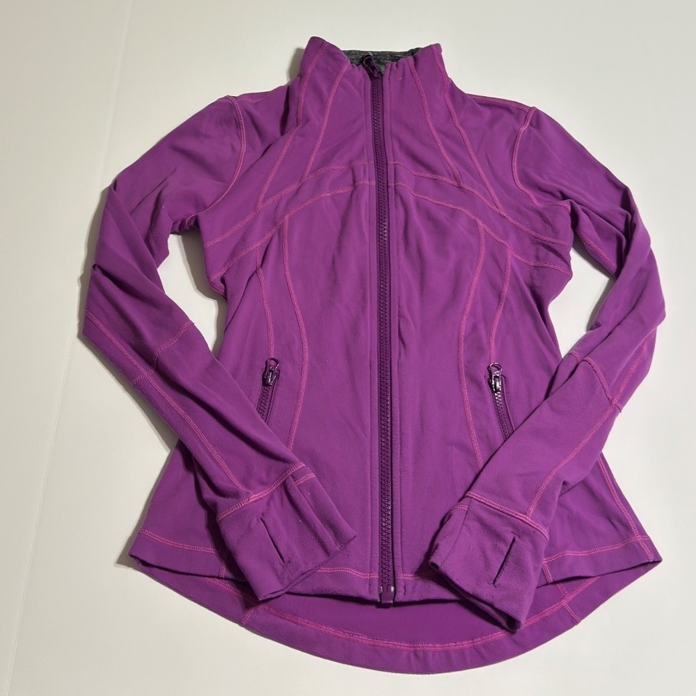 Lululemon Define Jacket Purple Pink Stitch Full Zip Luon Yoga Running Size 6